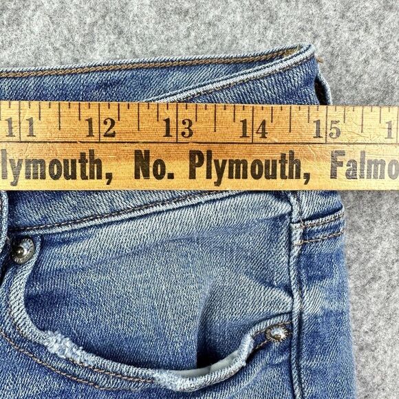 American Eagle Jean Shorts Womens 8 Blue Medium Wash Cut Off Favorite Boyfriend* - Picture 6 of 12